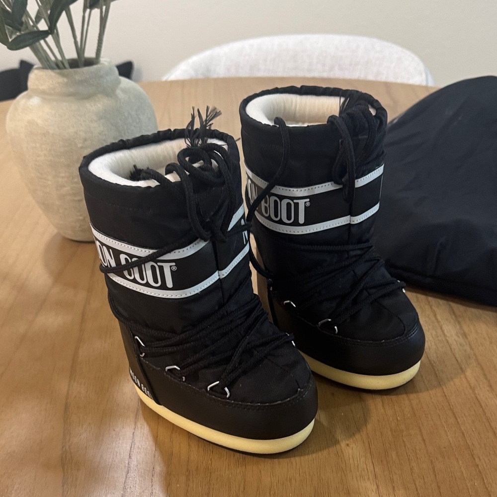 Moon Boot Black and White Kids Snow Boots